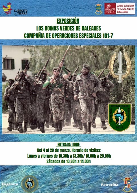 LOS BOINAS VERDES DE BALEARES - COMPAÑÍA DE OPERACIONES ESPECIALES 101-7 exposición los boinas verdes de baleares - compañía de operaciones especiales 101-7